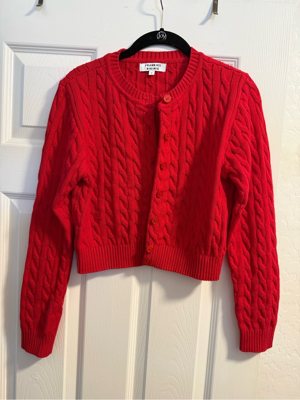 Frankie's Bikinis Dudley Cable Knit Cardigan in Heartstring Size Small